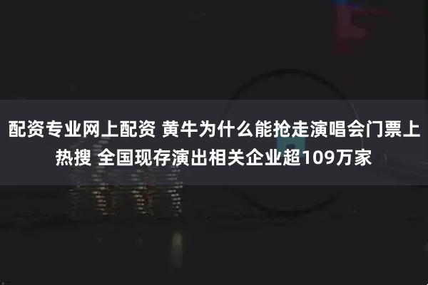 配资专业网上配资 黄牛为什么能抢走演唱会门票上热搜 全国现存演出相关企业超109万家